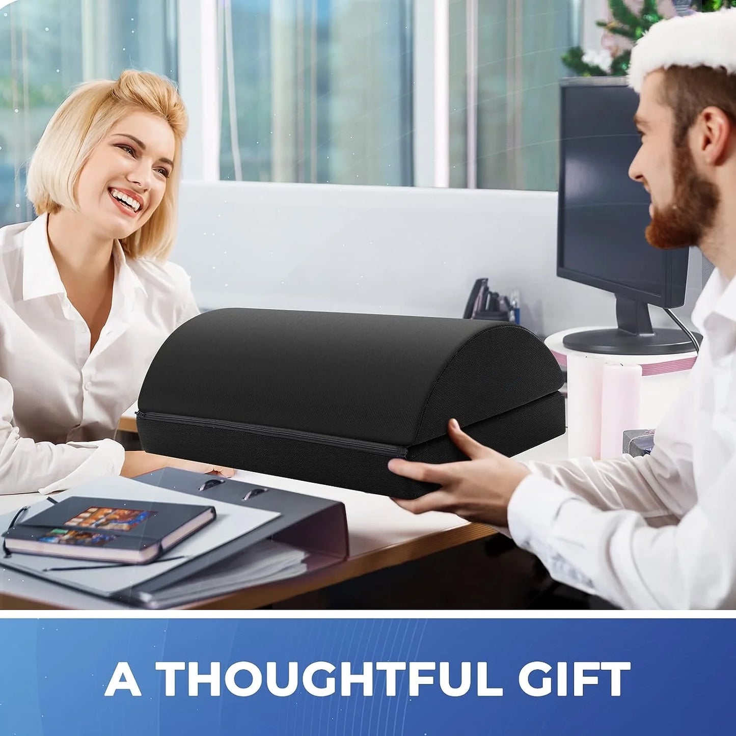 Footrest with 2 Adjustable Heights for Car,Home and Office to Relieve Back,Lumbar,Knee Pain