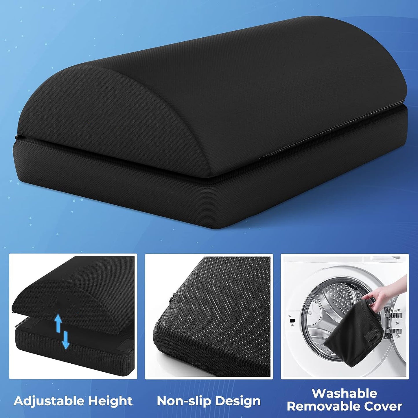 Footrest with 2 Adjustable Heights for Car,Home and Office to Relieve Back,Lumbar,Knee Pain