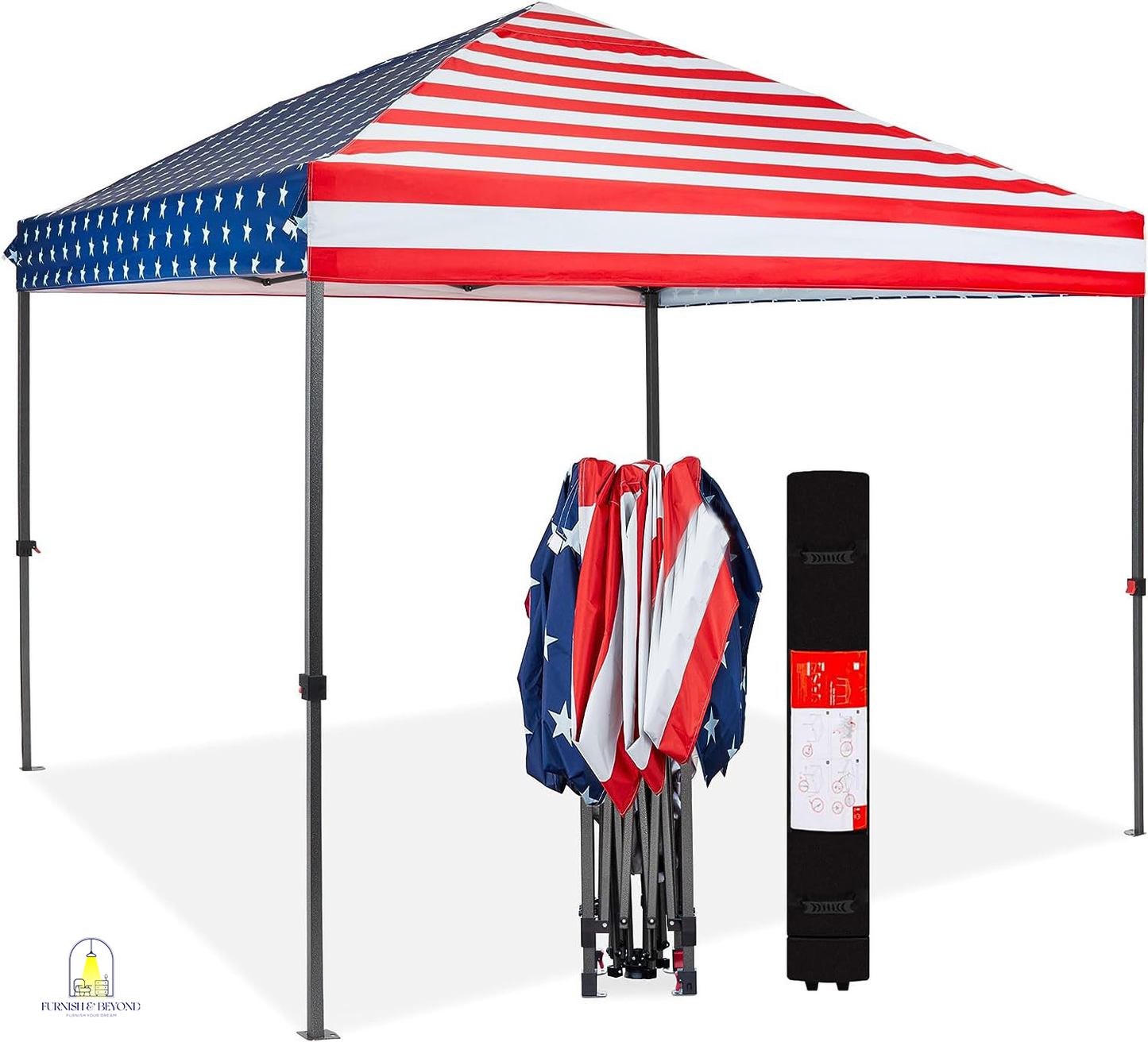 10x10ft 1-Person Setup Pop Up Canopy Tent Instant Portable Shelter w/ 1-Button Push, Straight Legs, Wheeled Carry Case, Stakes