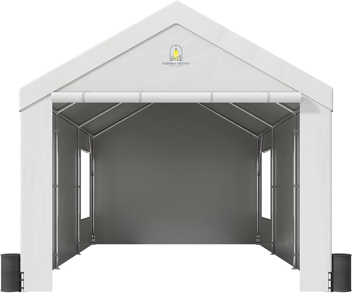 10x20ft Heavy Duty Car Canopy, Portable Garage with Roll-up Ventilated Windows & Removable Sidewalls, UV Resistant Waterproof All-Season Tarp for SUV, F150, Car, Truck, Boat
