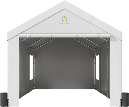 10x20ft Heavy Duty Car Canopy, Portable Garage with Roll-up Ventilated Windows & Removable Sidewalls, UV Resistant Waterproof All-Season Tarp for SUV, F150, Car, Truck, Boat
