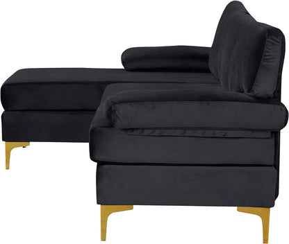 Furniture Modern Large Velvet Fabric Sectional Sofa, L-Shape Couch with Extra Wide Chaise Lounge