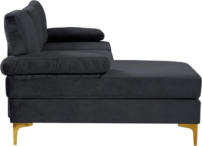 Furniture Modern Large Velvet Fabric Sectional Sofa, L-Shape Couch with Extra Wide Chaise Lounge