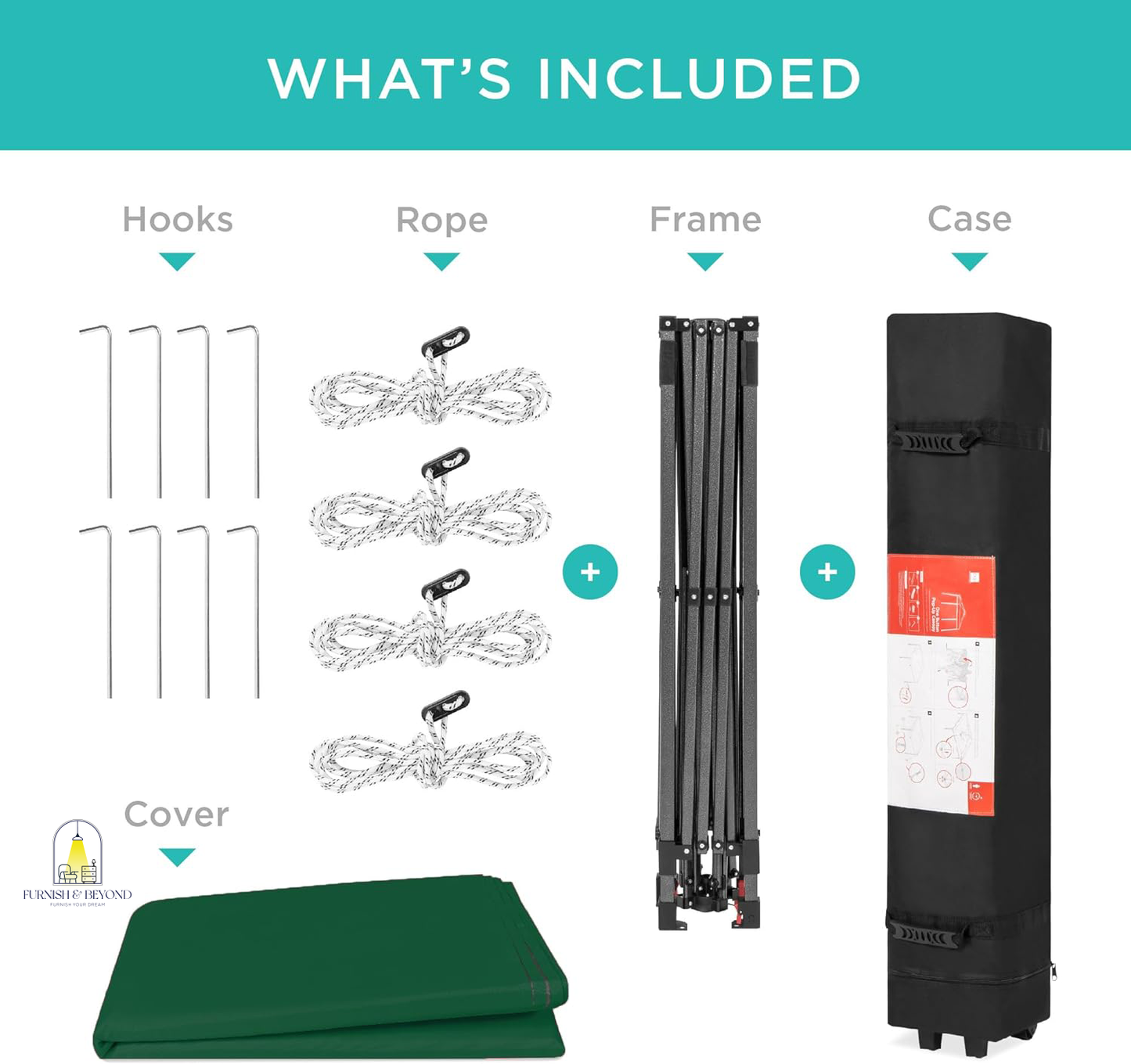 10x10ft 1-Person Setup Pop Up Canopy Tent Instant Portable Shelter w/ 1-Button Push, Straight Legs, Wheeled Carry Case, Stakes
