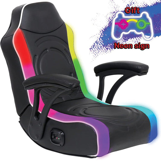 LED Floor Gaming Chair + GIFT Neon Sign