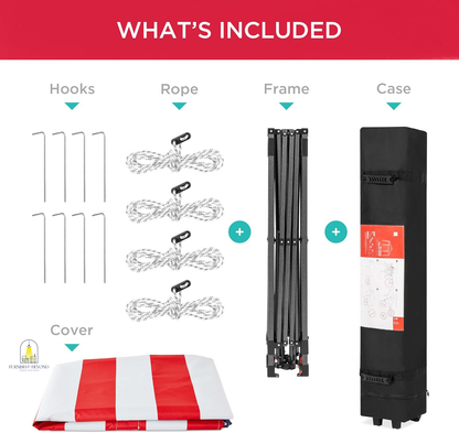 10x10ft 1-Person Setup Pop Up Canopy Tent Instant Portable Shelter w/ 1-Button Push, Straight Legs, Wheeled Carry Case, Stakes