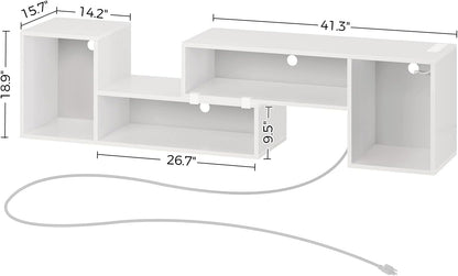TV Stand, Deformable Stand with LED Strip & Power Outlets, Modern for 45/50/55/60/65/70 inch TVs, Gaming Entertainment Center Media 2 Pieces Console Cabinet