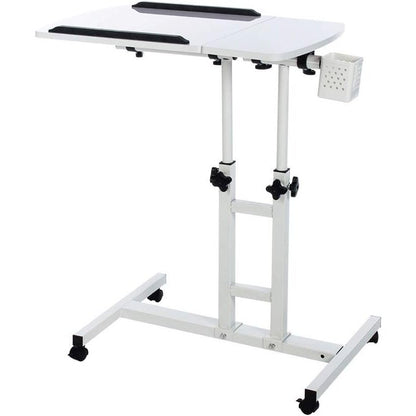 Adjustable Laptop Desk with Wheels, Overbed Bedside Desk, Wheels Height Adjustable Desk Cart,Standing Laptop Desk,Moveable Laptop Stand,Tilting Over Bed Table,Rolling Laptop Stand
