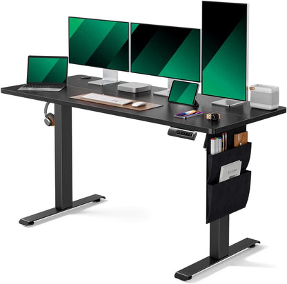 Standing Desk Adjustable Height, 40x24 Inch Electric Standing Desk with Storage Bag, Stand up Desk for Home Office Computer Desk Memory Preset with Headphone Hook