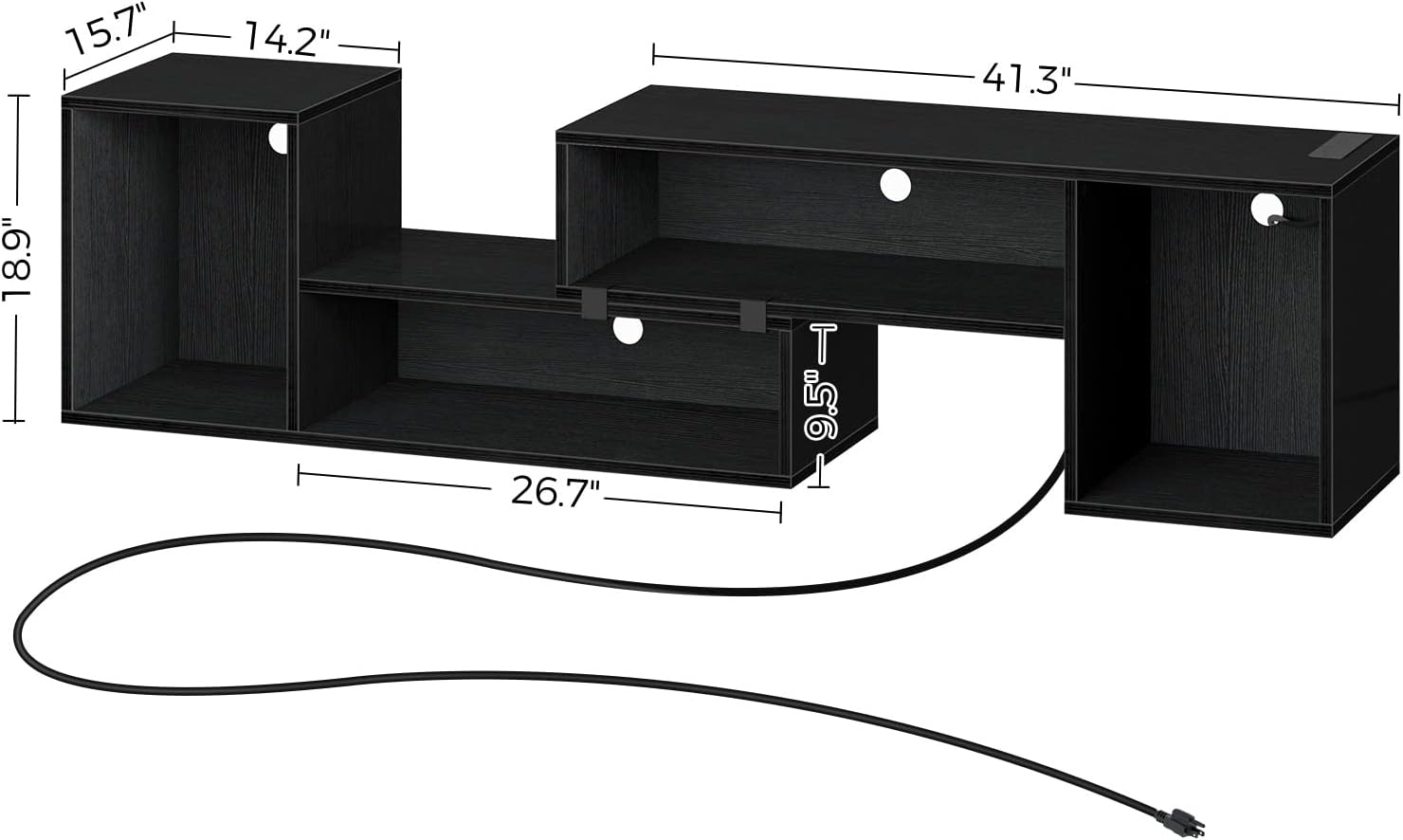 TV Stand, Deformable Stand with LED Strip & Power Outlets, Modern for 45/50/55/60/65/70 inch TVs, Gaming Entertainment Center Media 2 Pieces Console Cabinet