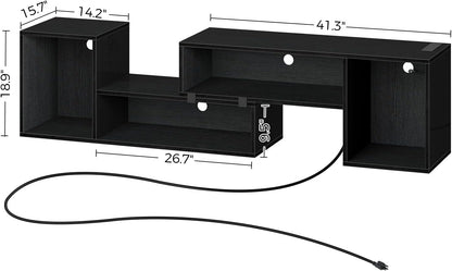 TV Stand, Deformable Stand with LED Strip & Power Outlets, Modern for 45/50/55/60/65/70 inch TVs, Gaming Entertainment Center Media 2 Pieces Console Cabinet