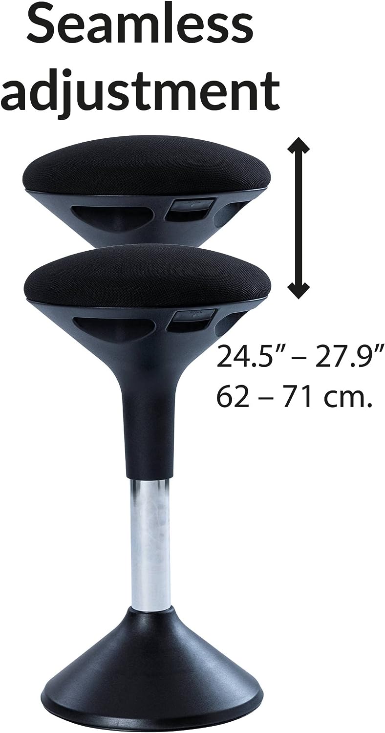 Ergonomic Height Adjustable Wobble Stool for Standing Desk (Black)
