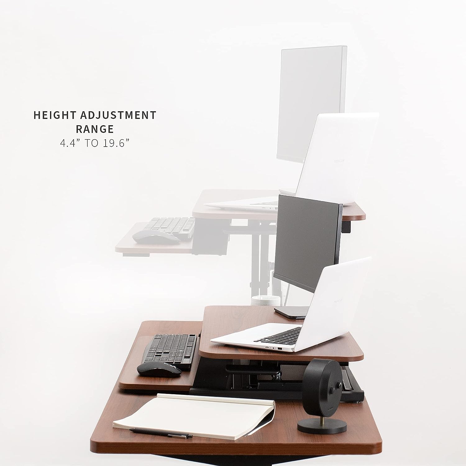 Height Adjustable 32 inch Stand Up Desk Converter, Quick Sit to Stand Tabletop Dual Monitor Riser Workstation