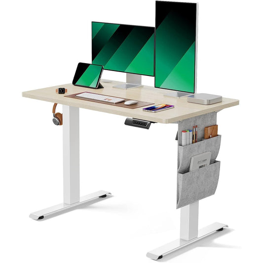 Standing Desk Adjustable Height, 40x24 Inch Electric Standing Desk with Storage Bag, Stand up Desk for Home Office Computer Desk Memory Preset with Headphone Hook