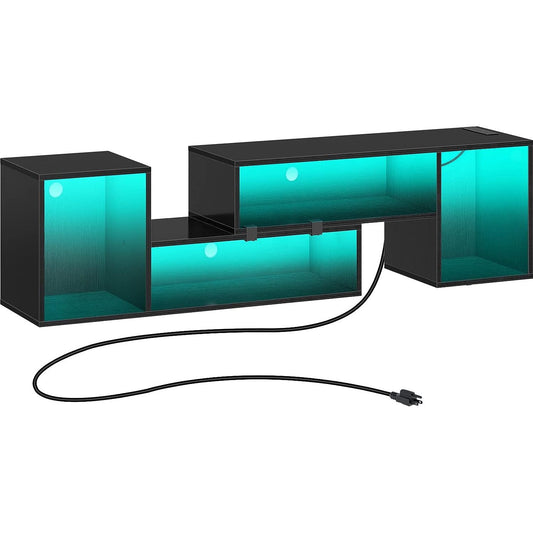 TV Stand, Deformable Stand with LED Strip & Power Outlets, Modern for 45/50/55/60/65/70 inch TVs, Gaming Entertainment Center Media 2 Pieces Console Cabinet