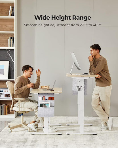 Standing Desk Adjustable Height, 40x24 Inch Electric Standing Desk with Storage Bag, Stand up Desk for Home Office Computer Desk Memory Preset with Headphone Hook