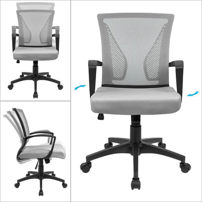 Office Chair Mid Back Swivel Lumbar Support Desk Chair, Computer Ergonomic Mesh Chair with Armrest