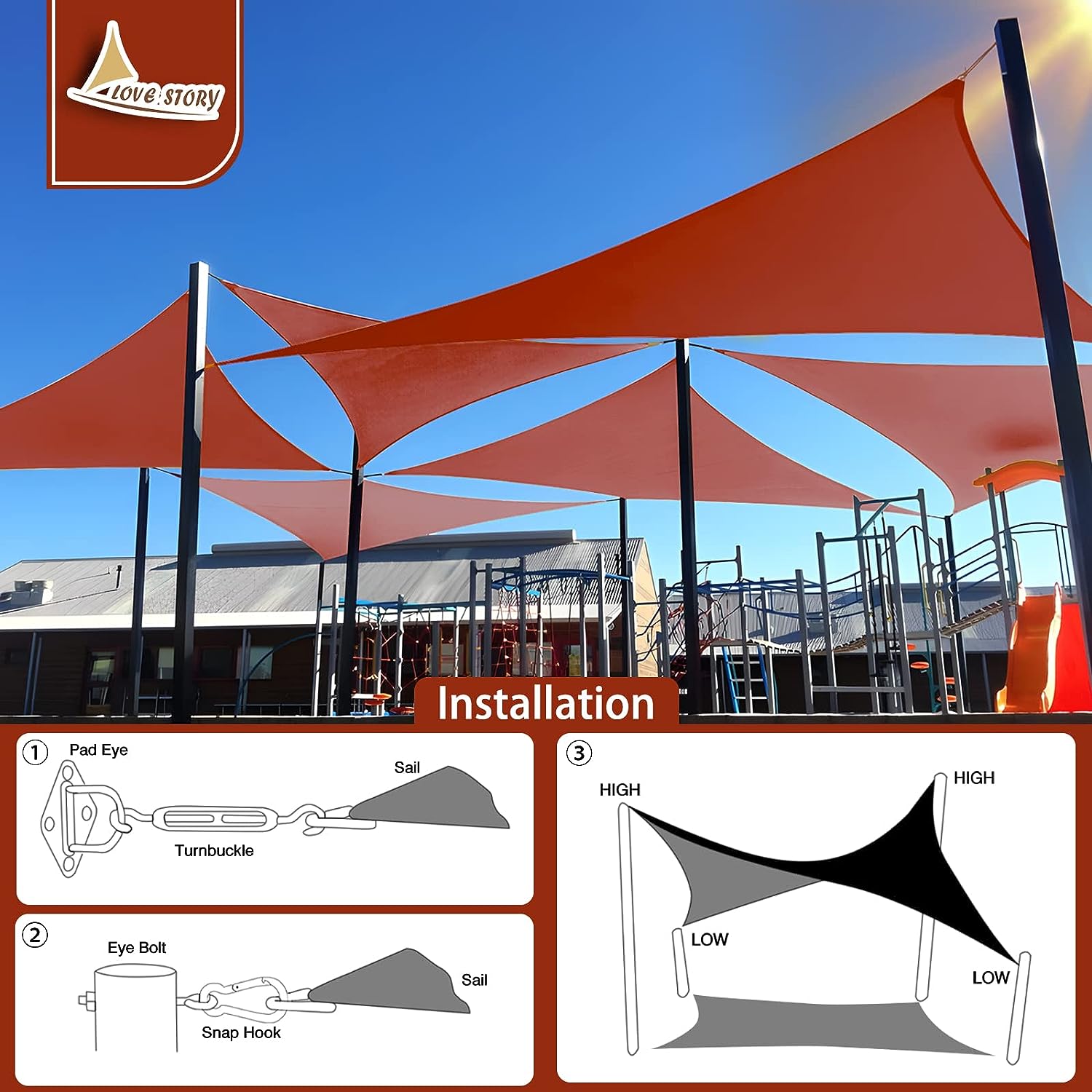 Triangle Sun Shade Sail Canopy UV Block Sunshade for Outdoor Patio Garden Backyard