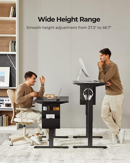Standing Desk Adjustable Height, 40x24 Inch Electric Standing Desk with Storage Bag, Stand up Desk for Home Office Computer Desk Memory Preset with Headphone Hook