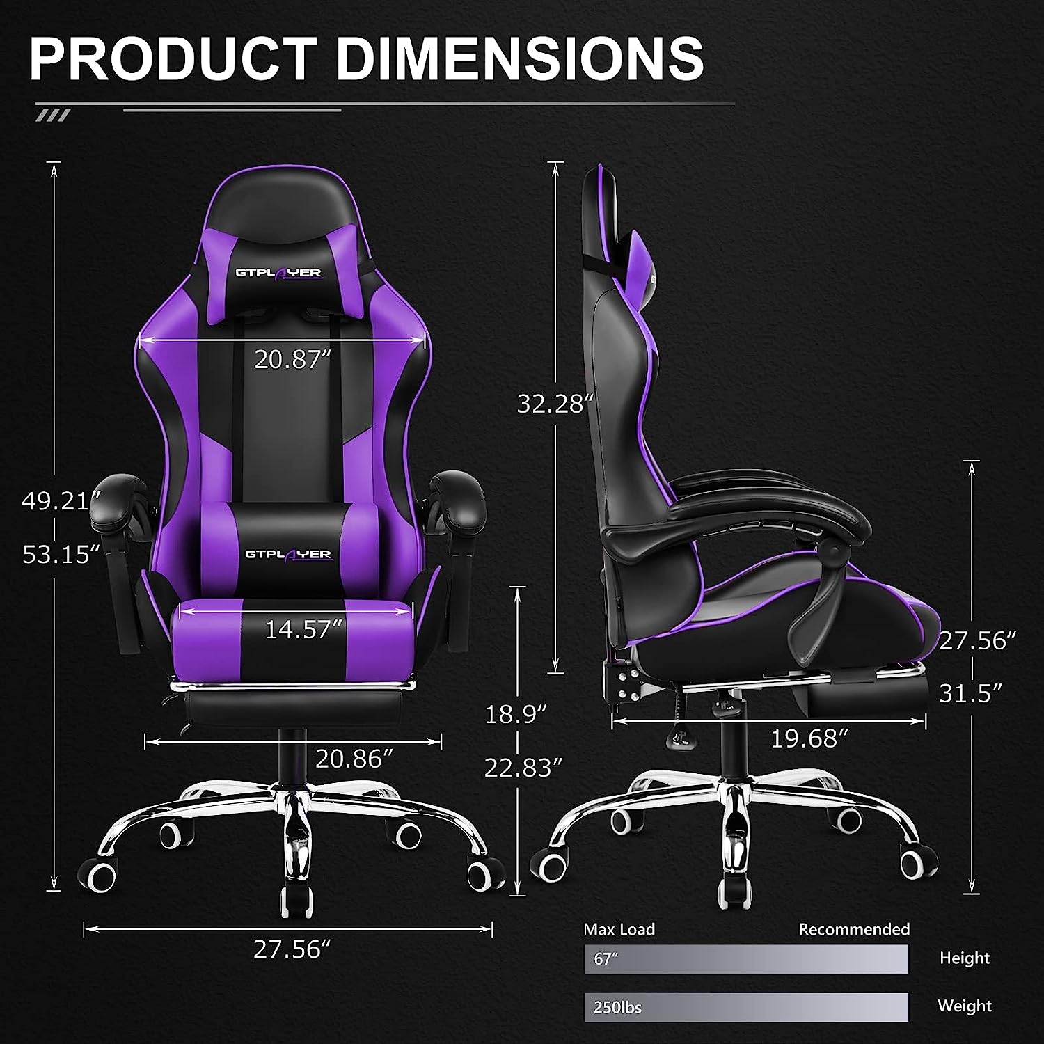 Gaming Chair, Computer Chair with Footrest and Lumbar Support