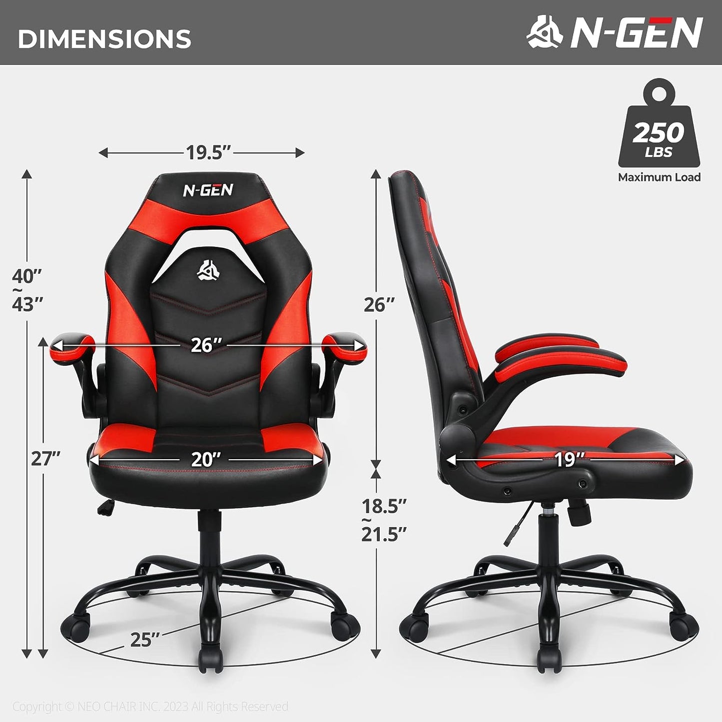 Gaming Chair Ergonomic Office Chair Computer Desk Chair with Lumbar Support Flip Up Arms Adjustable Height Swivel PU Leather Executive PC Chair with Wheels for Adults Women Men