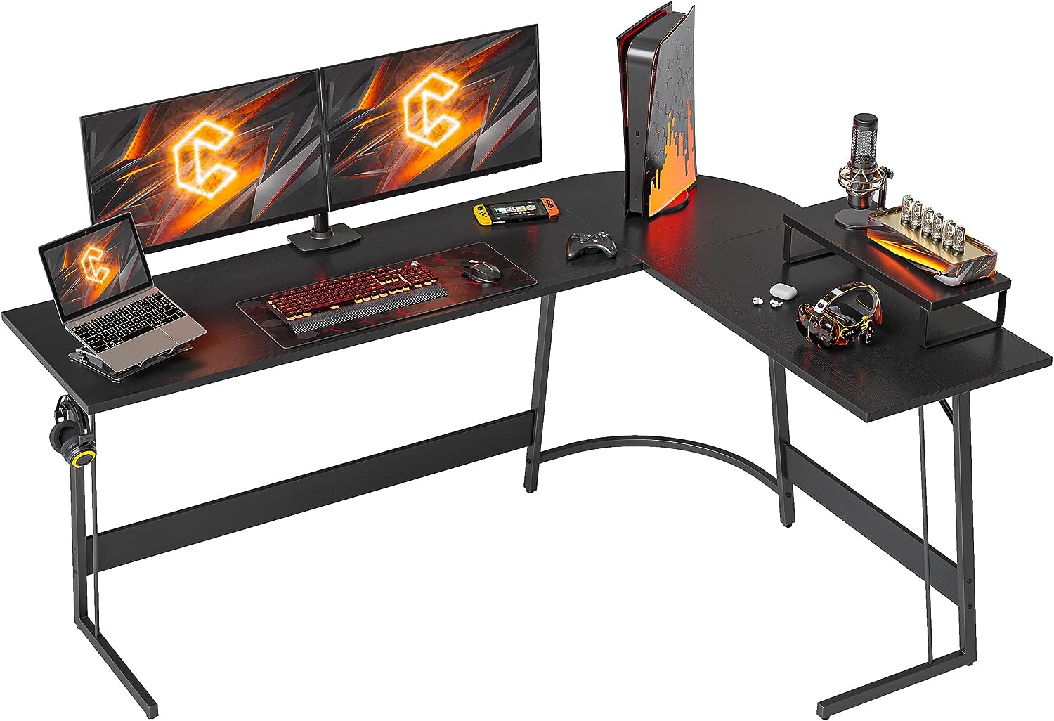 L Shaped Gaming Desk Computer Office Desk, Corner Desk with Large Monitor Stand for Home Office Study Writing Workstation
