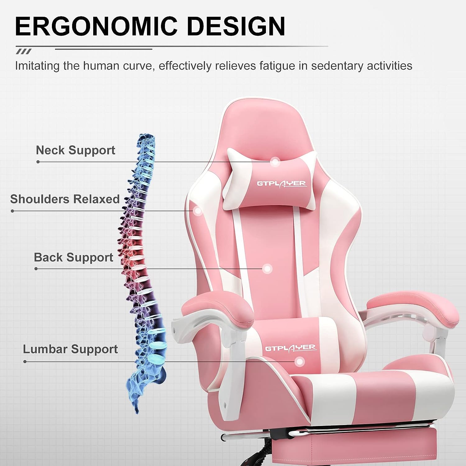 Gaming Chair, Computer Chair with Footrest and Lumbar Support