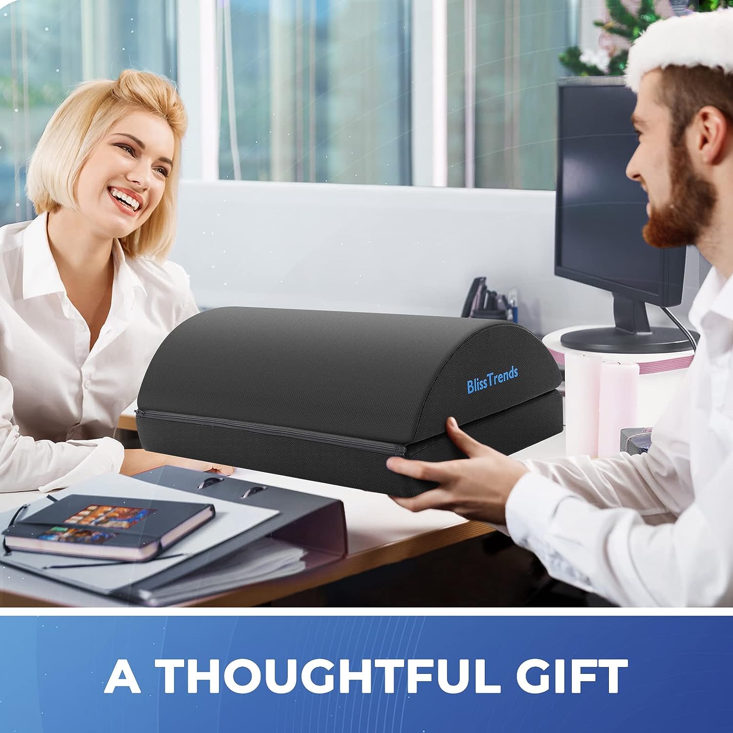 Footrest with 2 Adjustable Heights for Car,Home and Office to Relieve Back,Lumbar,Knee Pain