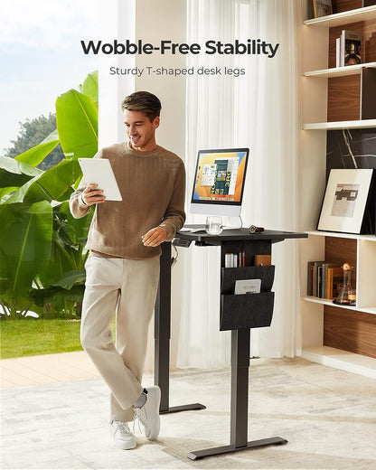 Standing Desk Adjustable Height, 40x24 Inch Electric Standing Desk with Storage Bag, Stand up Desk for Home Office Computer Desk Memory Preset with Headphone Hook