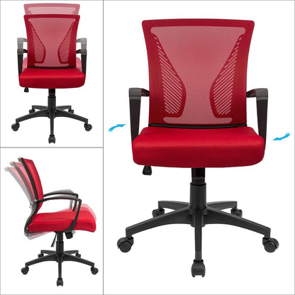Office Chair Mid Back Swivel Lumbar Support Desk Chair, Computer Ergonomic Mesh Chair with Armrest