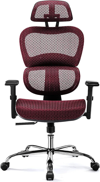 Ergonomic High Back Office Chair - High Office Chair with Headrest, Lumbar Support, Movable Armrests, Swivel Mesh Office Chair with 300 lbs Weight Capacity Adjustable Height for Home Office, Executive
