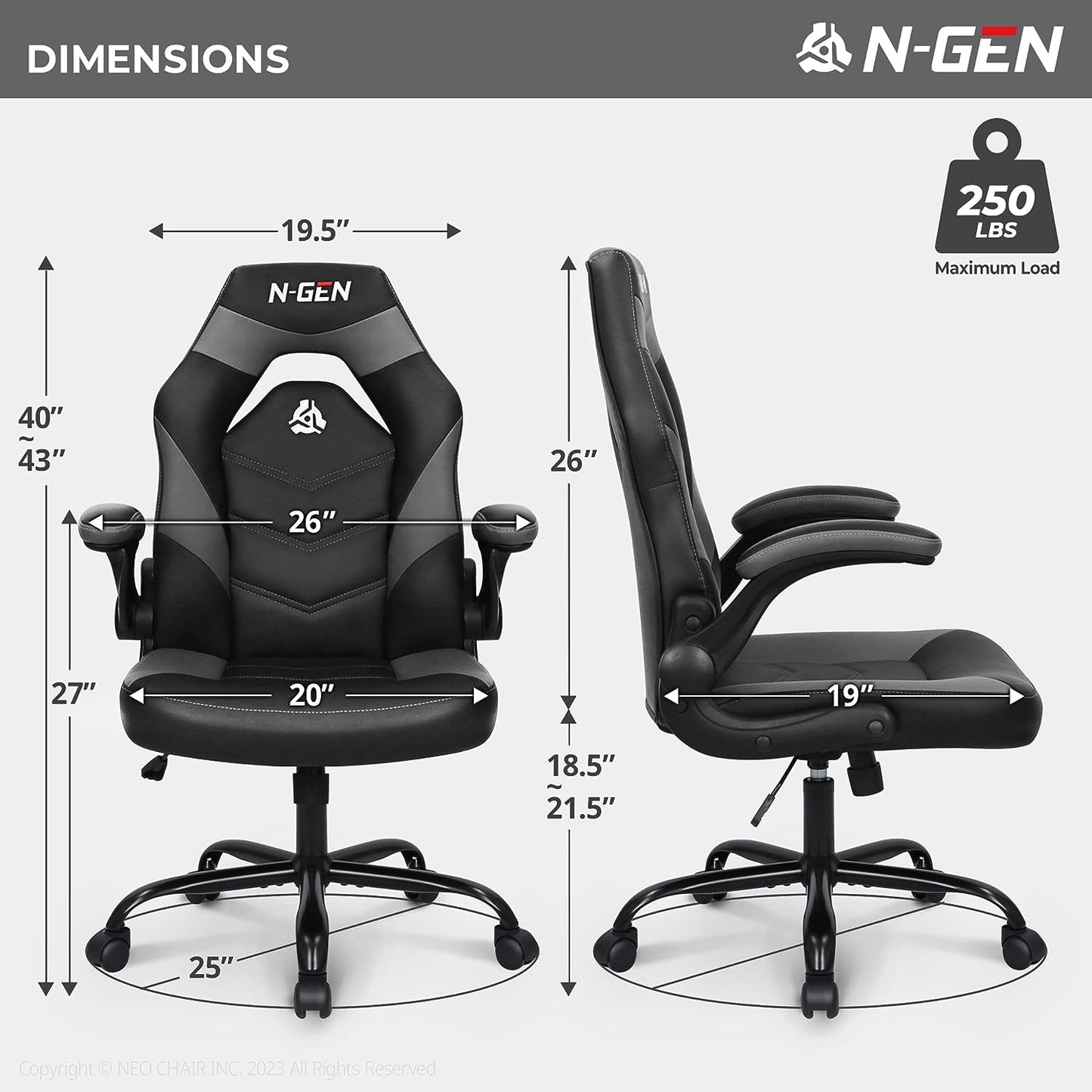 Gaming Chair Ergonomic Office Chair Computer Desk Chair with Lumbar Support Flip Up Arms Adjustable Height Swivel PU Leather Executive PC Chair with Wheels for Adults Women Men