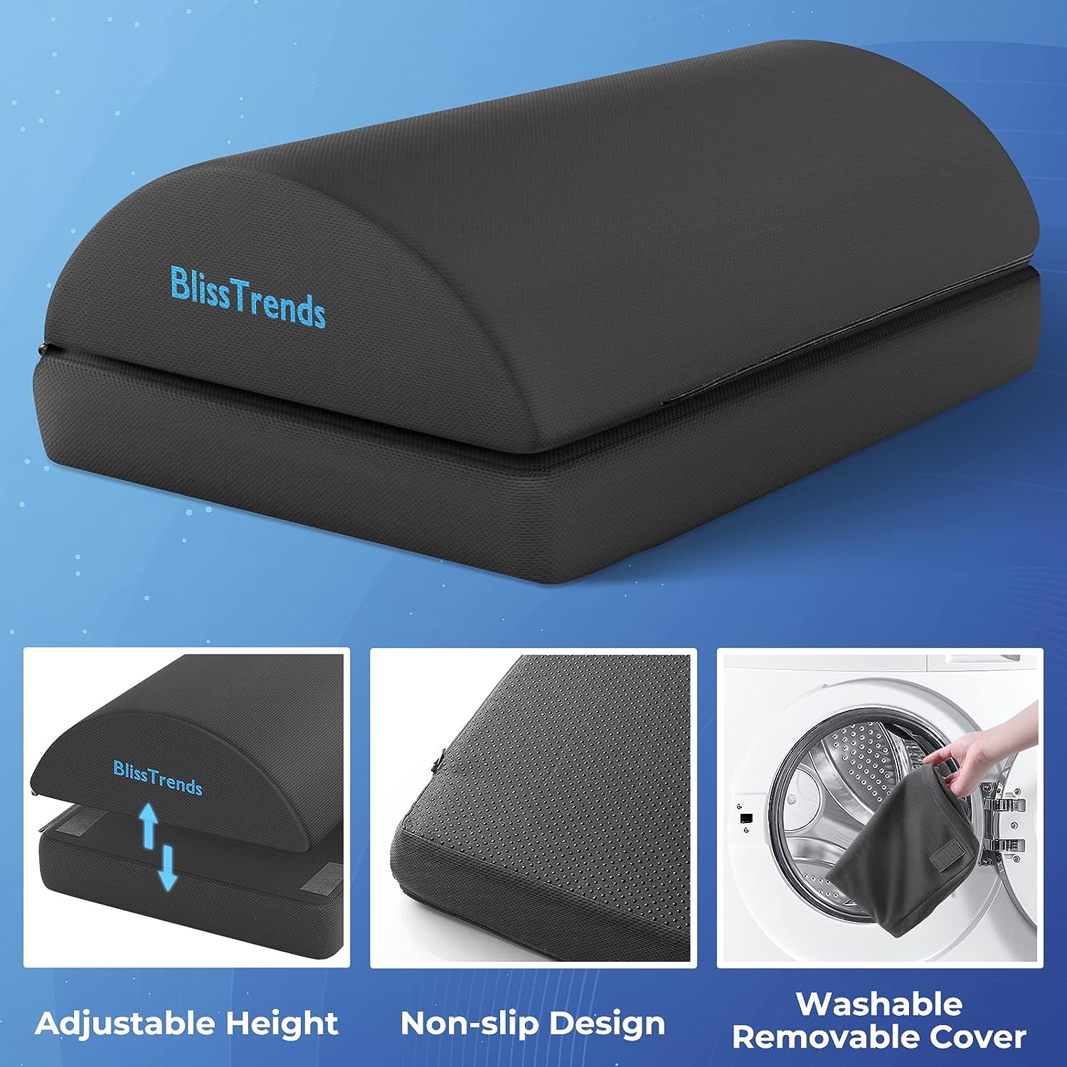 Footrest with 2 Adjustable Heights for Car,Home and Office to Relieve Back,Lumbar,Knee Pain