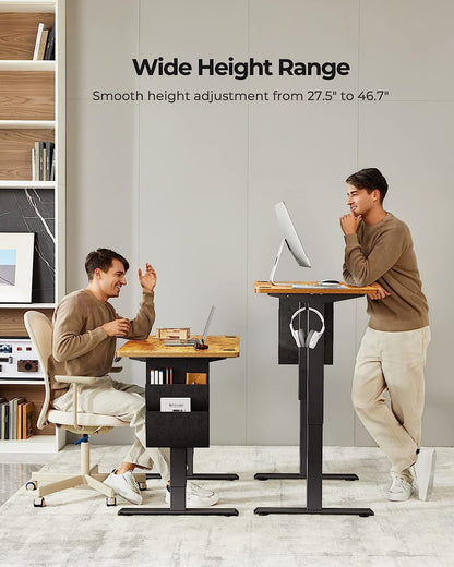 Standing Desk Adjustable Height, 40x24 Inch Electric Standing Desk with Storage Bag, Stand up Desk for Home Office Computer Desk Memory Preset with Headphone Hook
