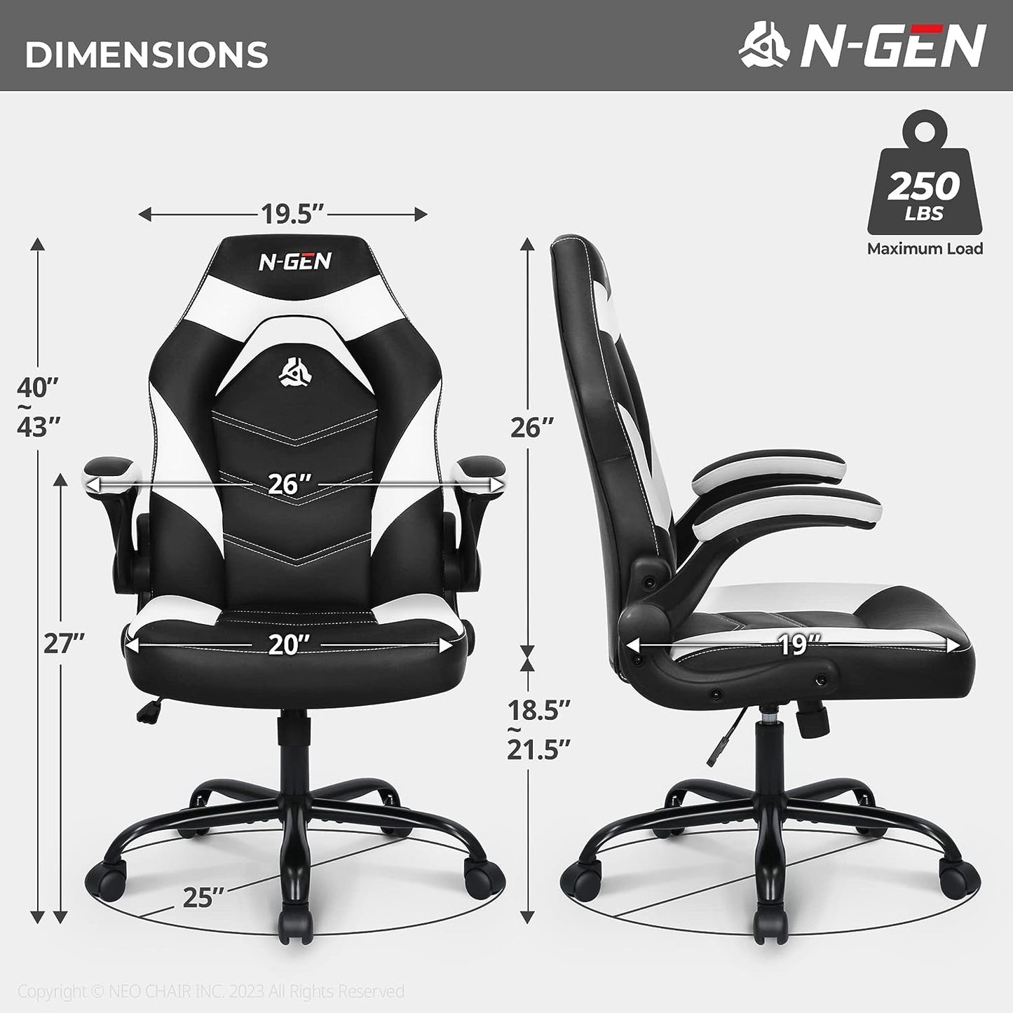 Gaming Chair Ergonomic Office Chair Computer Desk Chair with Lumbar Support Flip Up Arms Adjustable Height Swivel PU Leather Executive PC Chair with Wheels for Adults Women Men