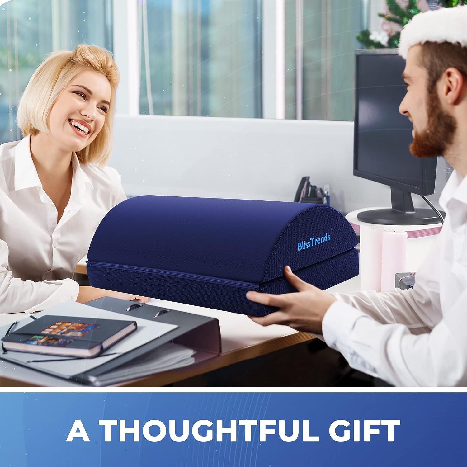Footrest with 2 Adjustable Heights for Car,Home and Office to Relieve Back,Lumbar,Knee Pain