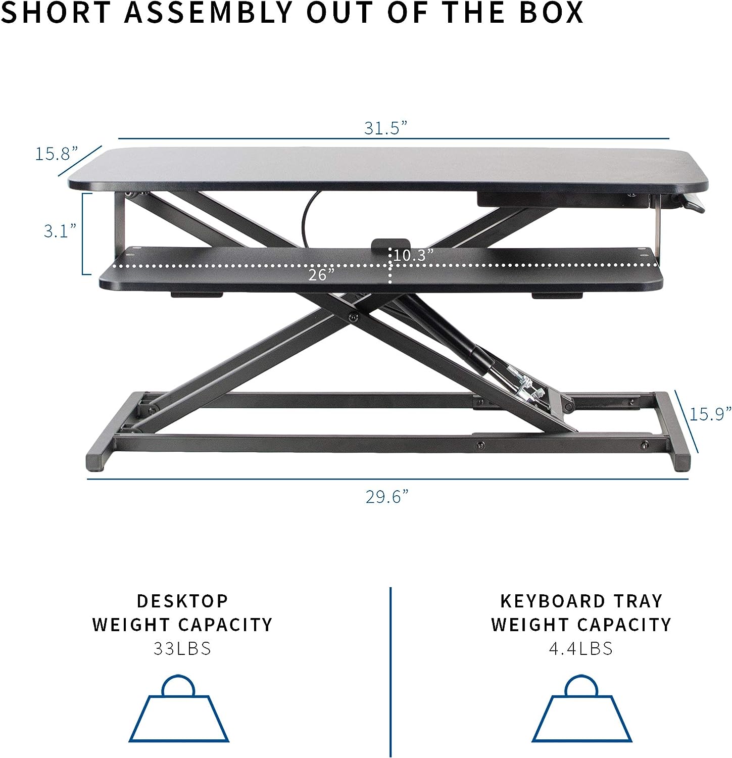 Height Adjustable 32 inch Stand Up Desk Converter, Quick Sit to Stand Tabletop Dual Monitor Riser Workstation