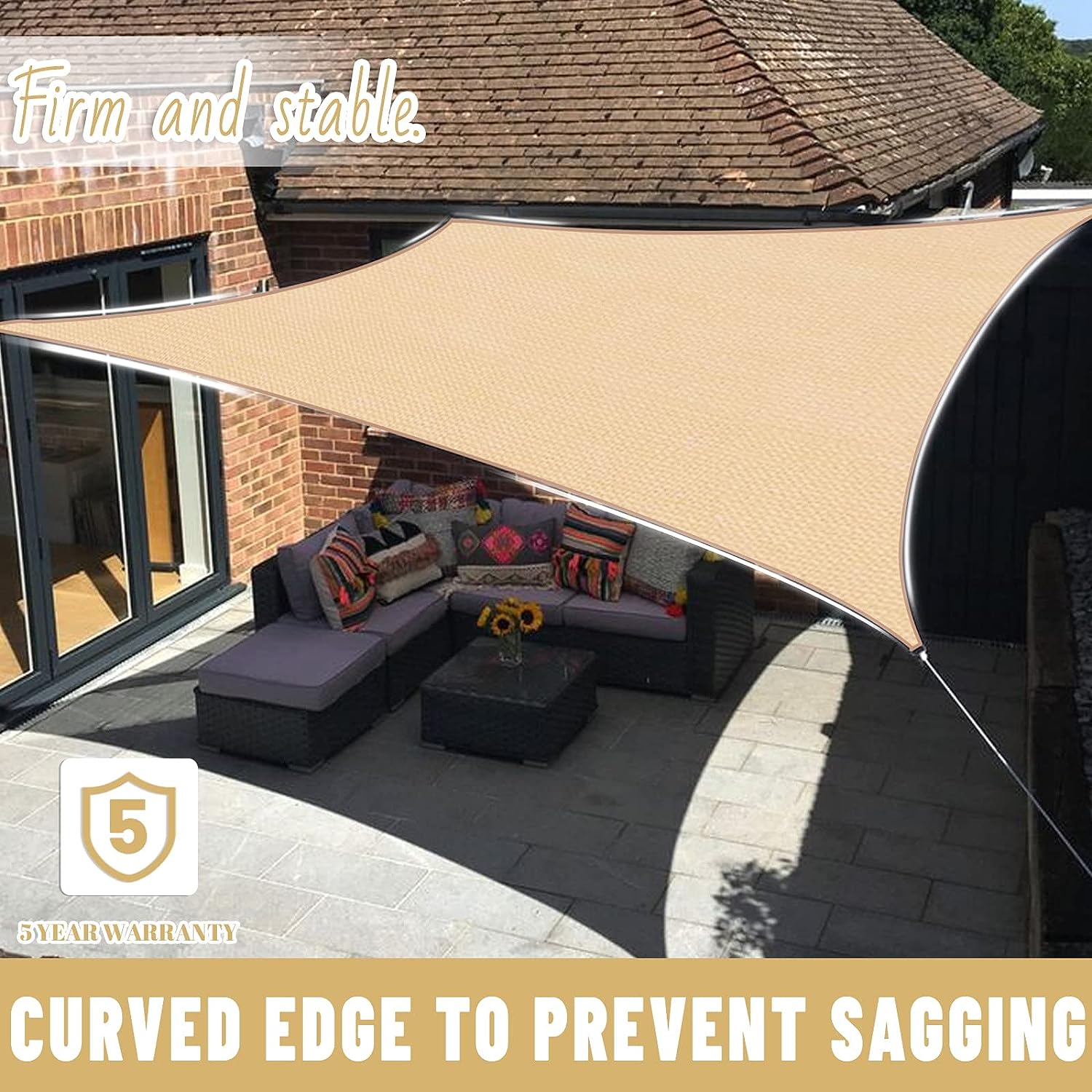 Triangle Sun Shade Sail Canopy UV Block Sunshade for Outdoor Patio Garden Backyard