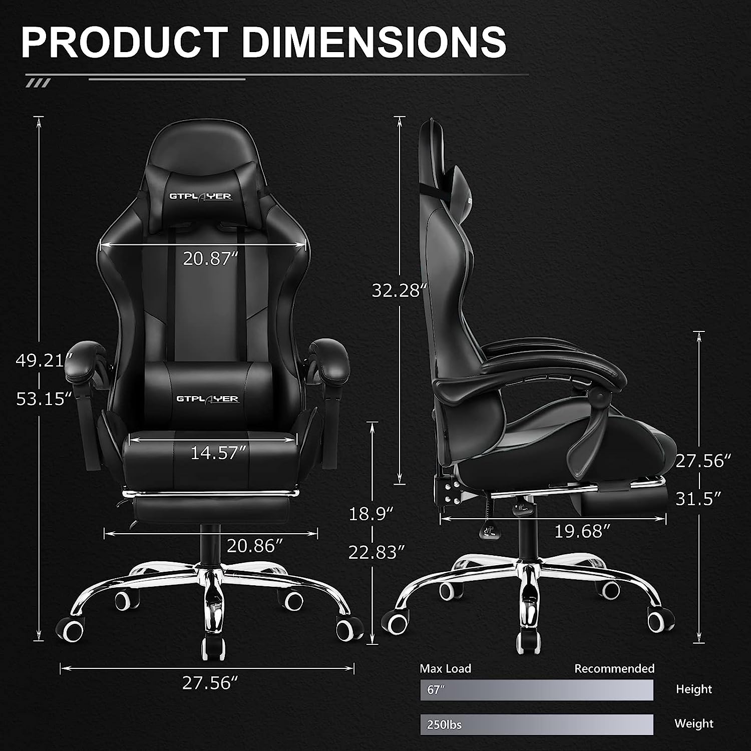 Gaming Chair, Computer Chair with Footrest and Lumbar Support