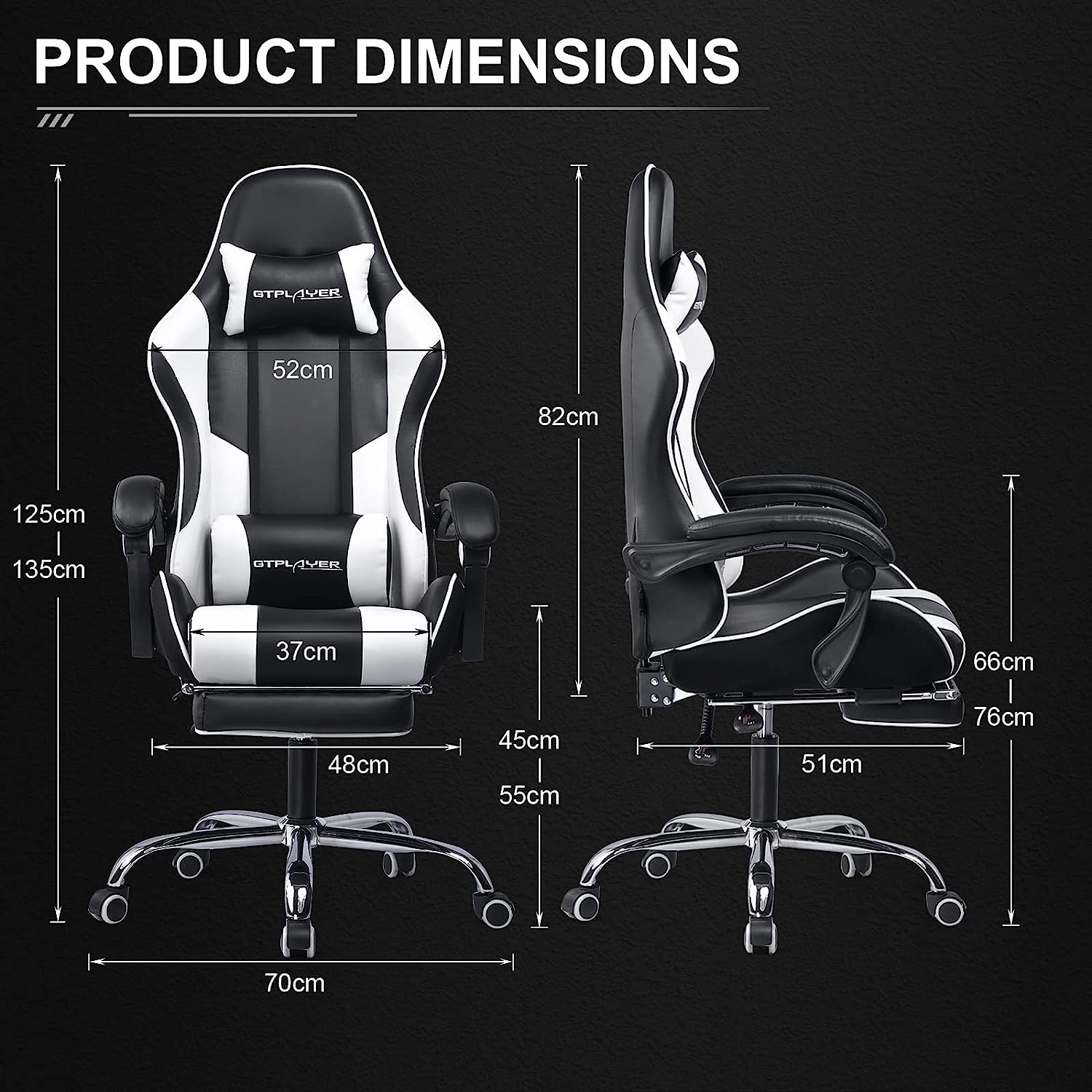 Gaming Chair, Computer Chair with Footrest and Lumbar Support