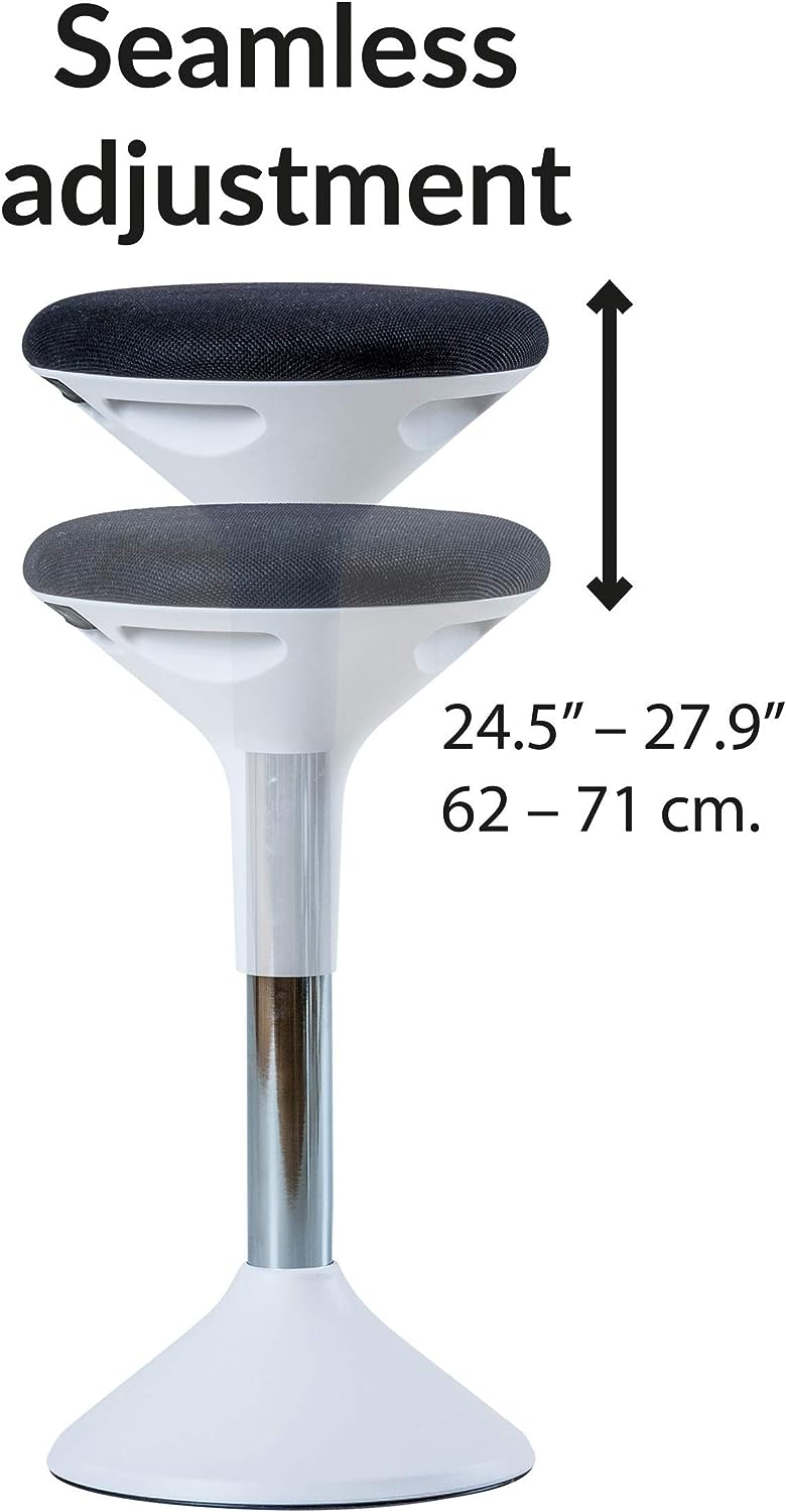 Ergonomic Height Adjustable Wobble Stool for Standing Desk (Black)