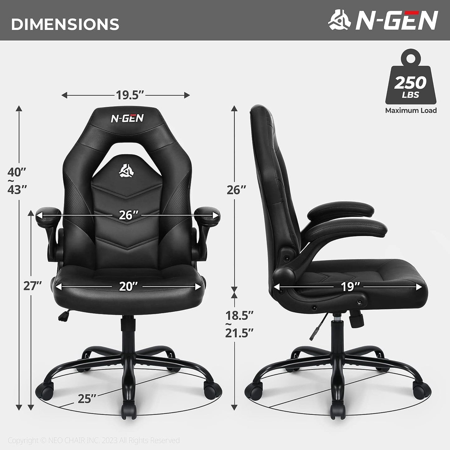 Gaming Chair Ergonomic Office Chair Computer Desk Chair with Lumbar Support Flip Up Arms Adjustable Height Swivel PU Leather Executive PC Chair with Wheels for Adults Women Men