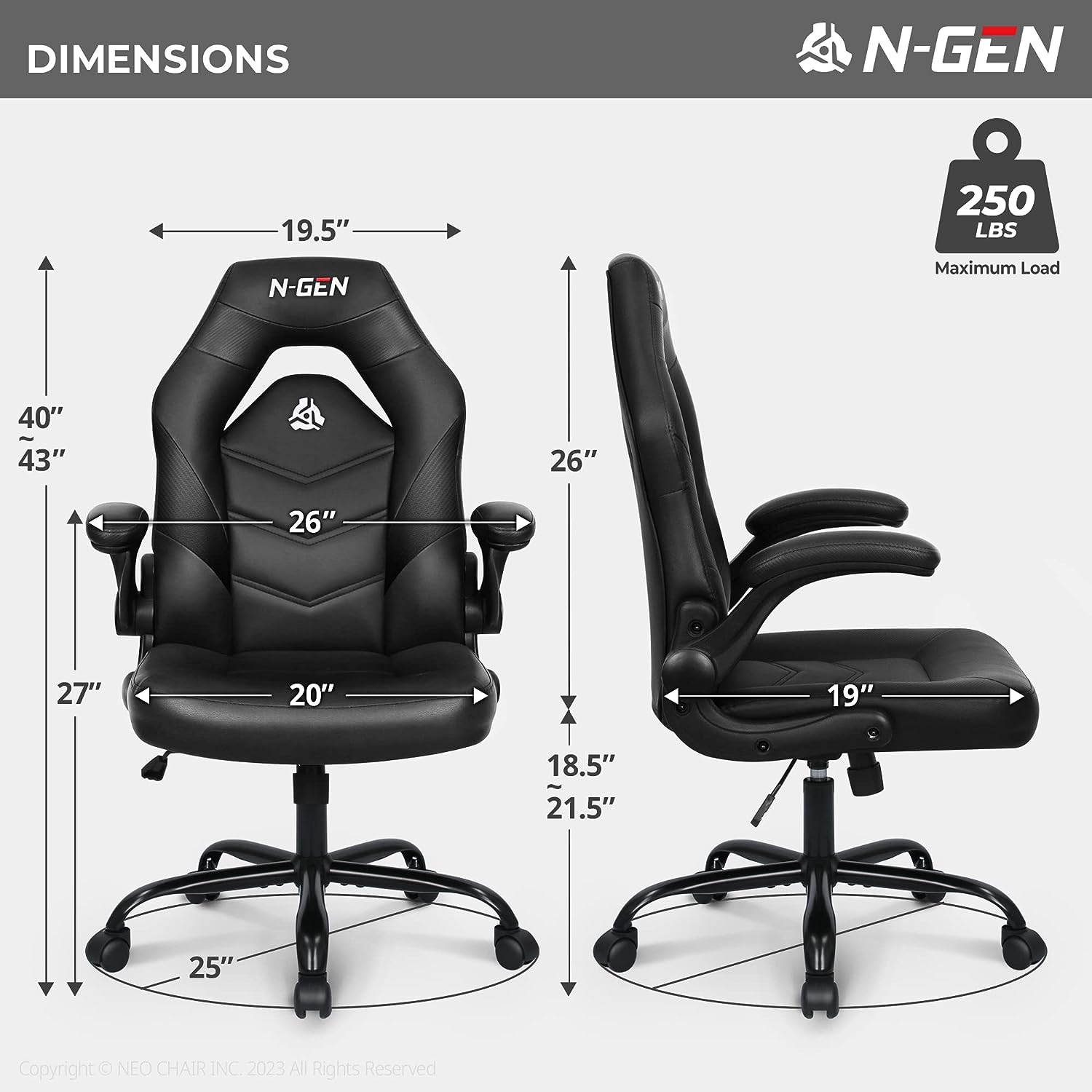 Gaming Chair Ergonomic Office Chair Computer Desk Chair with Lumbar Support Flip Up Arms Adjustable Height Swivel PU Leather Executive PC Chair with Wheels for Adults Women Men