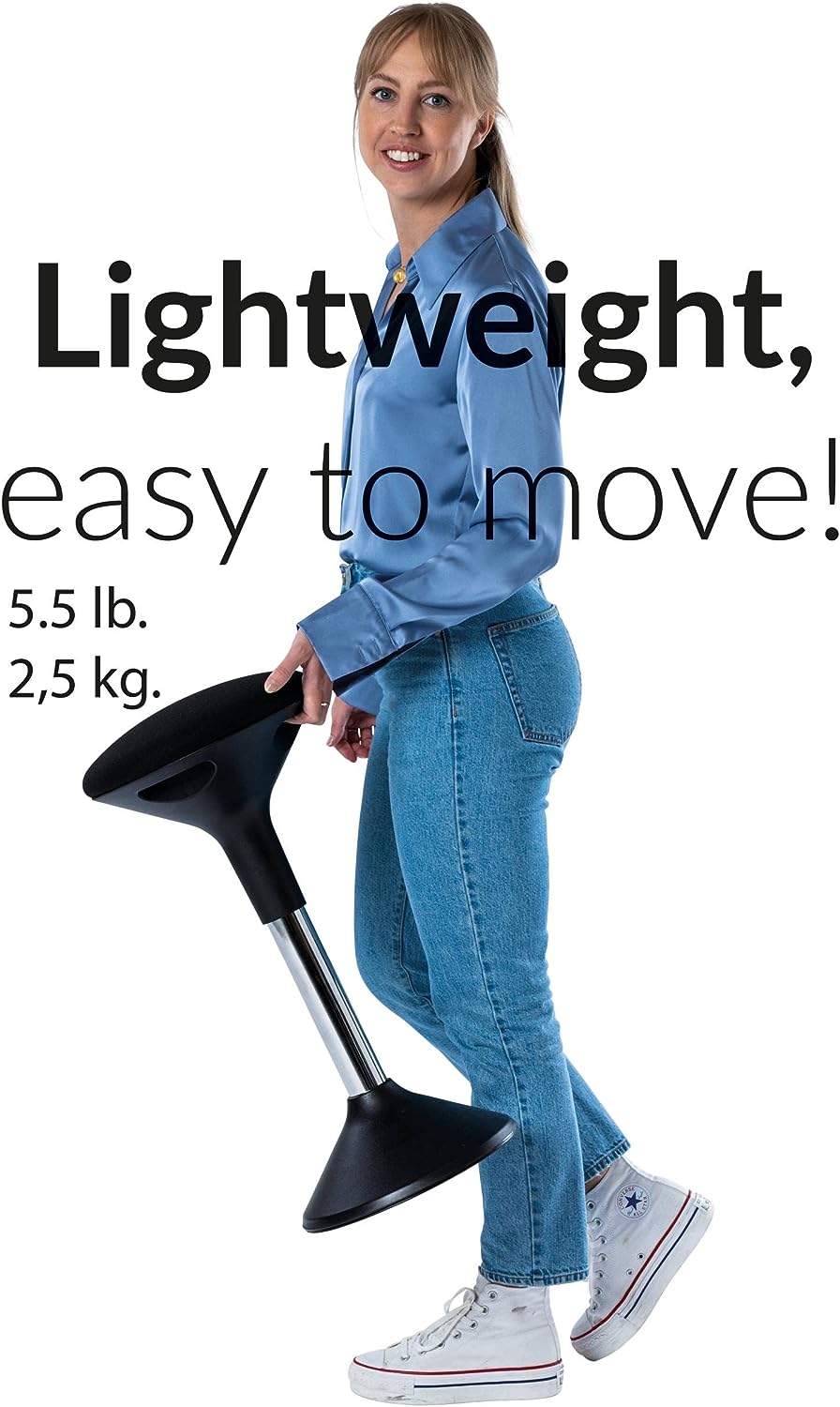 Ergonomic Height Adjustable Wobble Stool for Standing Desk (Black)