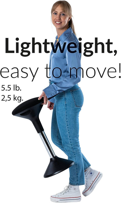 Ergonomic Height Adjustable Wobble Stool for Standing Desk (Black)