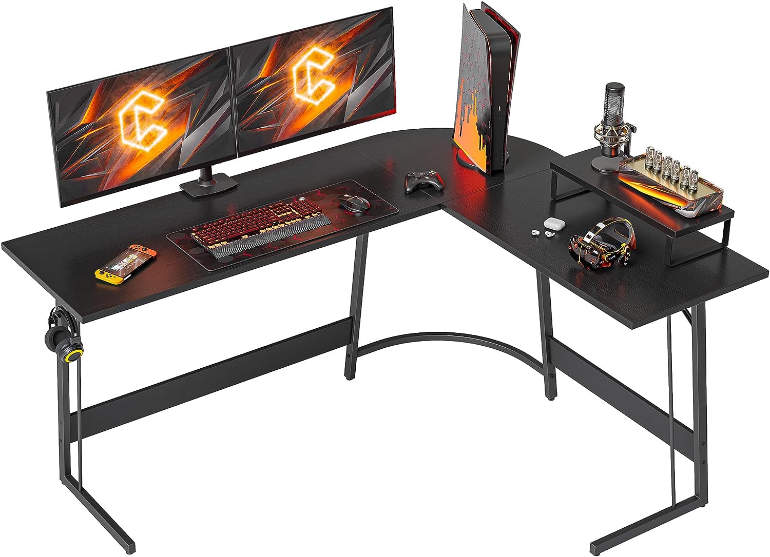 L Shaped Gaming Desk Computer Office Desk, Corner Desk with Large Monitor Stand for Home Office Study Writing Workstation