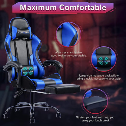 Gaming Chair, Computer Chair with Footrest and Lumbar Support