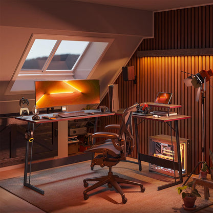 L Shaped Gaming Desk Computer Office Desk, Corner Desk with Large Monitor Stand for Home Office Study Writing Workstation