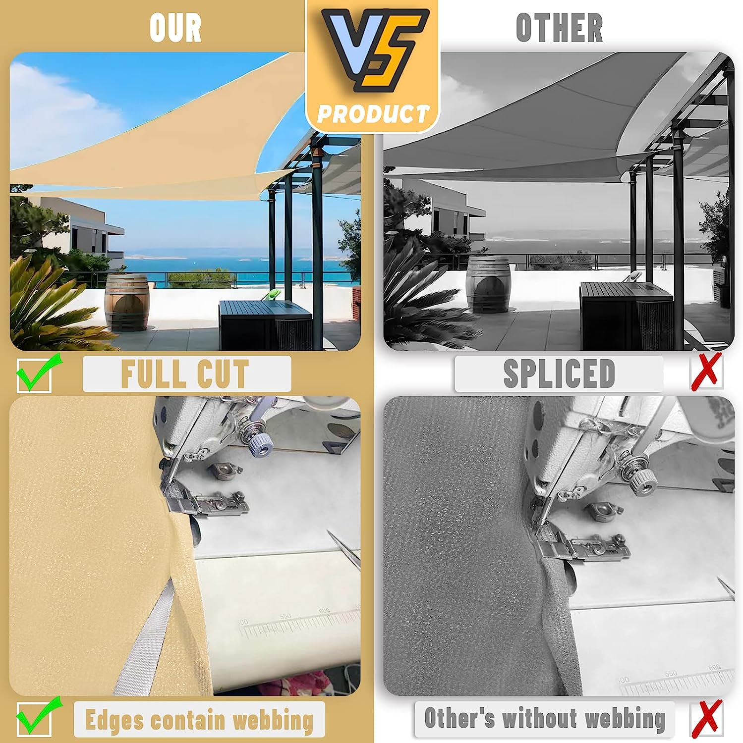 Triangle Sun Shade Sail Canopy UV Block Sunshade for Outdoor Patio Garden Backyard
