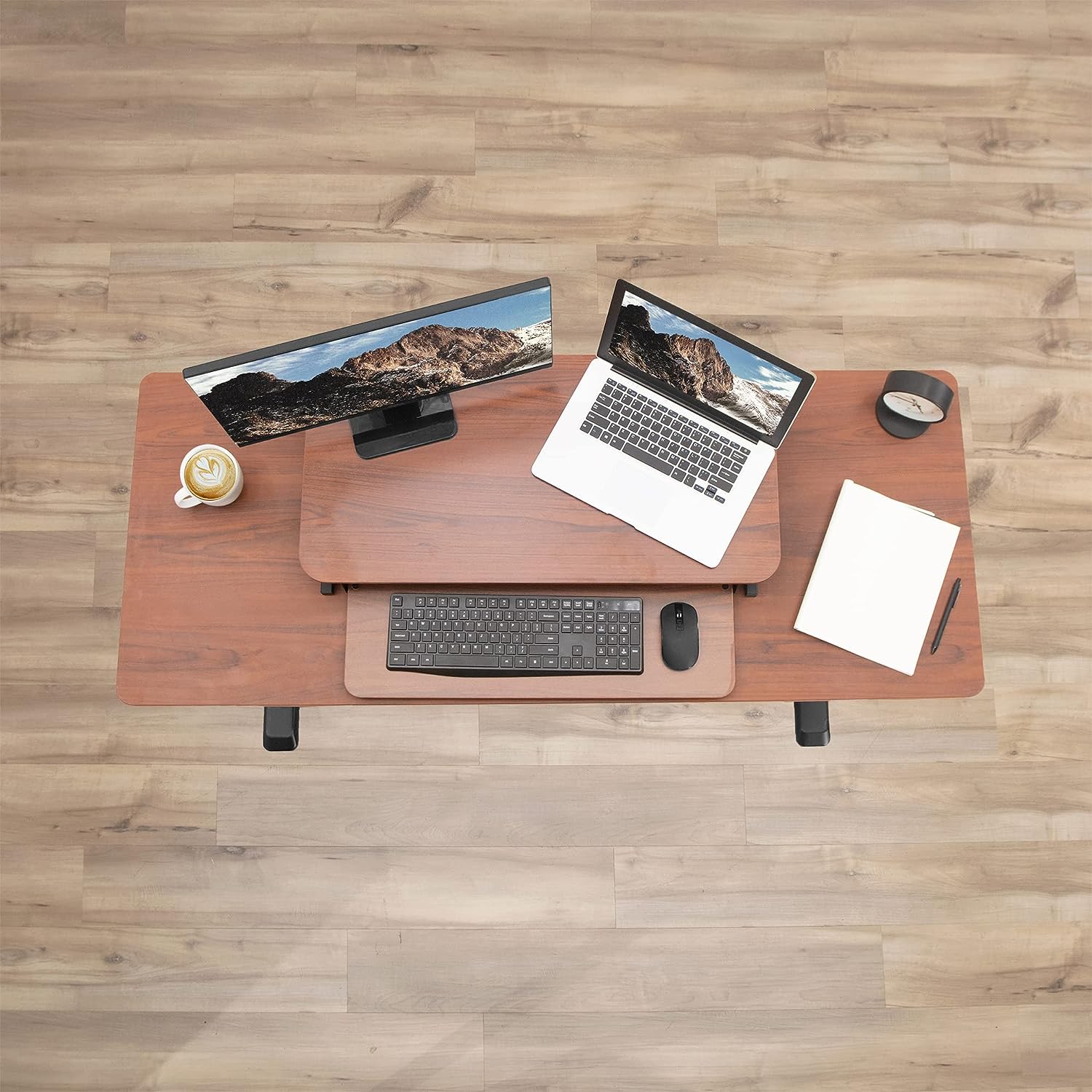Height Adjustable 32 inch Stand Up Desk Converter, Quick Sit to Stand Tabletop Dual Monitor Riser Workstation